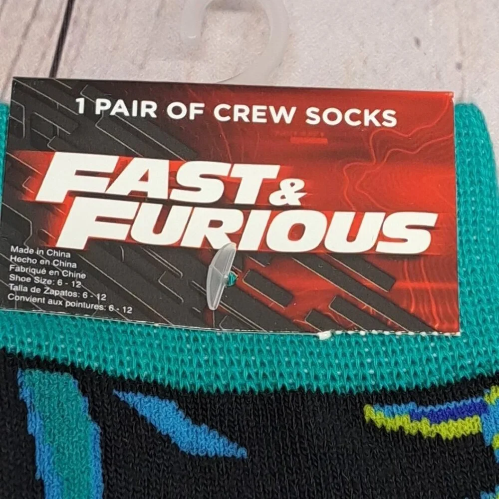 3 Pair Universal Studios Fast & Furious Crew Socks One‎ Size All Over Graphics